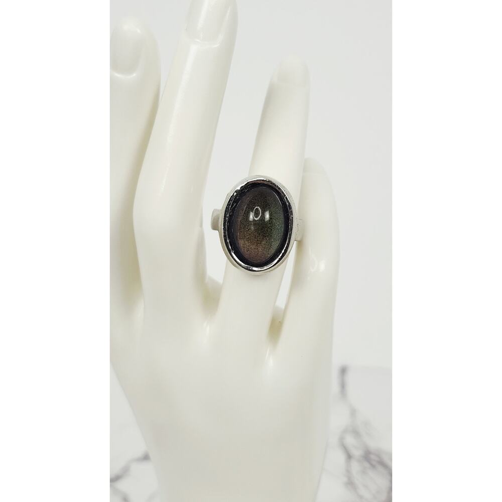 Vintage 1970s Retro Color Changing Oval Cabochon Mood Ring Silver Tone Size 8 - Picture 3 of 16